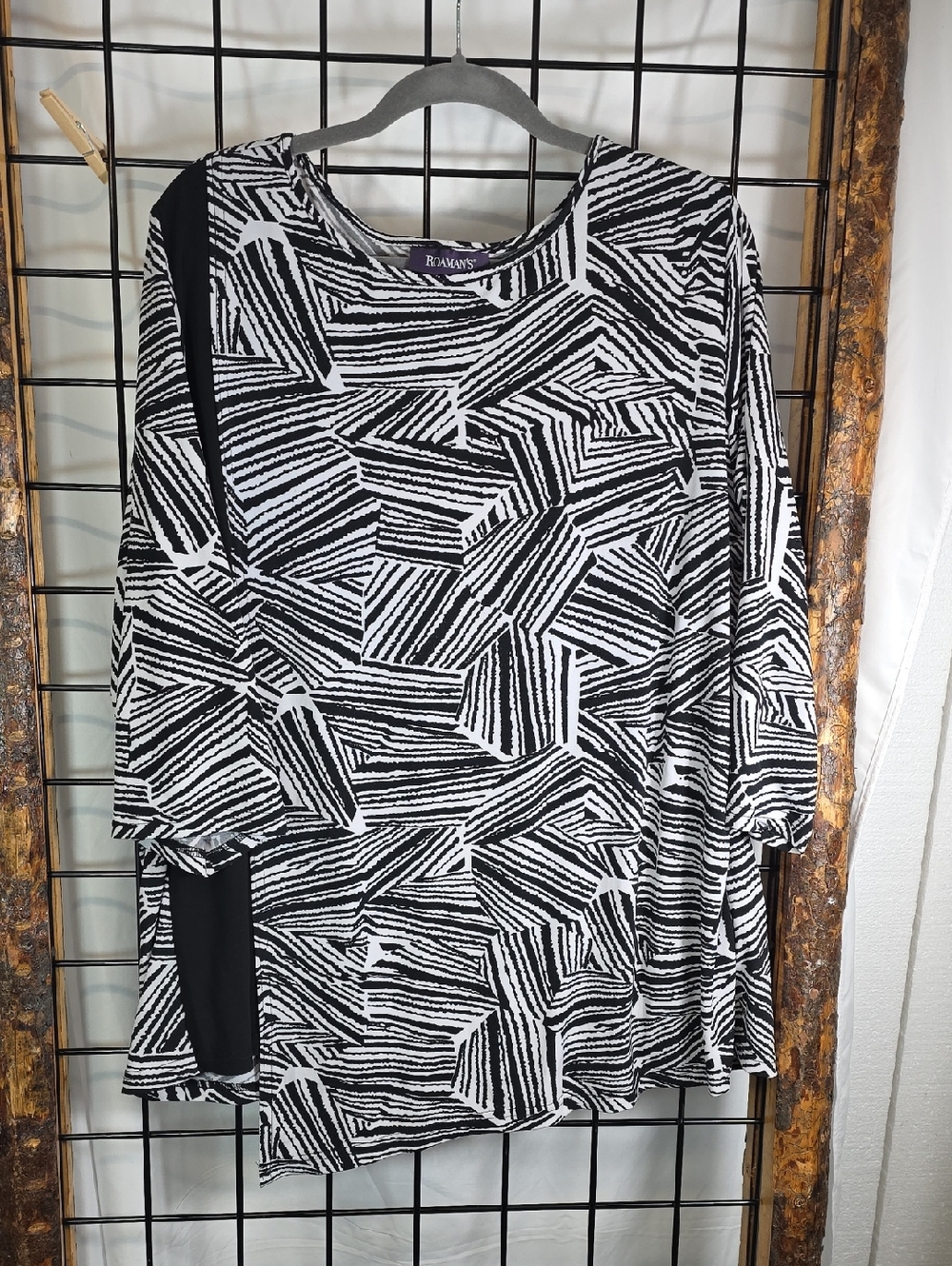 Roaman's Black & White Zebra-Print Top